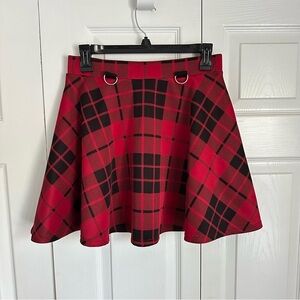 Hot Topic Skirt Womens Medium Plaid Zip Front D-Ring Skater Grunge Goth Punk